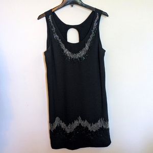 MM Couture by Miss Me Waterfall beaded Black Cocktail Dress